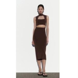 Zara Dark Maroon Cutout Maxi Dress